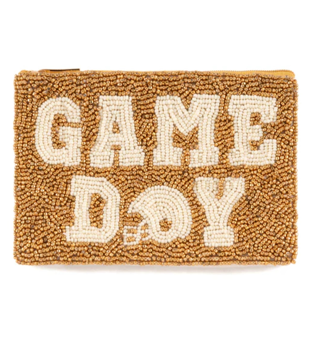 Gold Game Day Beaded Zip Pouch