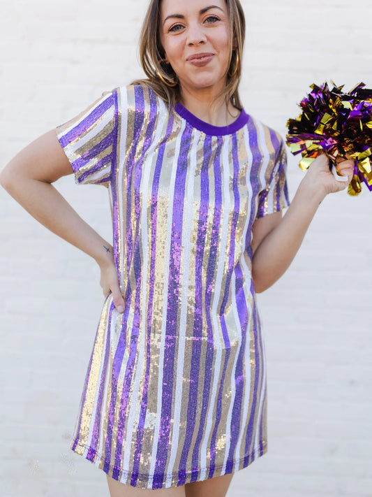 Julia Purple And Gold Sequin Dress LSU